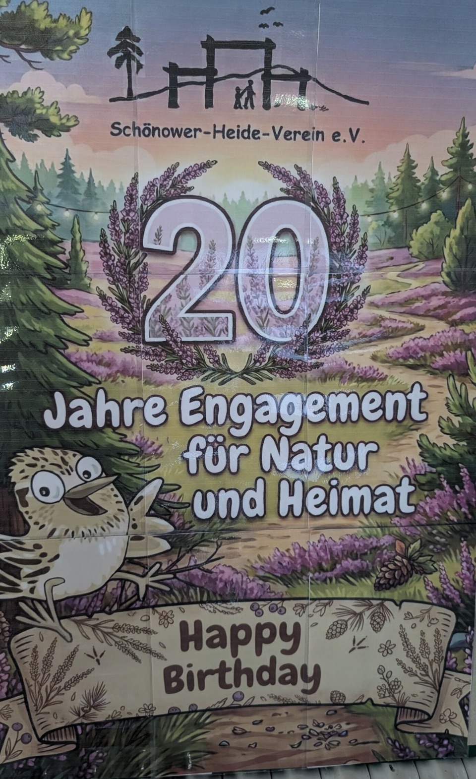 20 Jahre Engagement für Natur und Heimat steht auf einem Plakat 